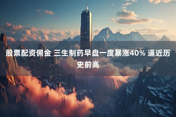 股票配资佣金 三生制药早盘一度暴涨40% 逼近历史前高